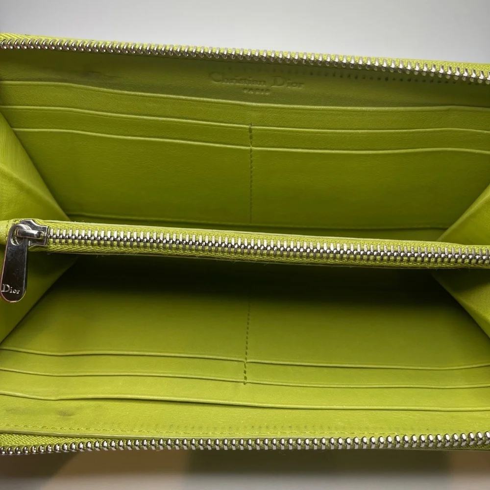Dior Lady Dior Cannage Patent Leather Zip Around Long Wallet - Preowned